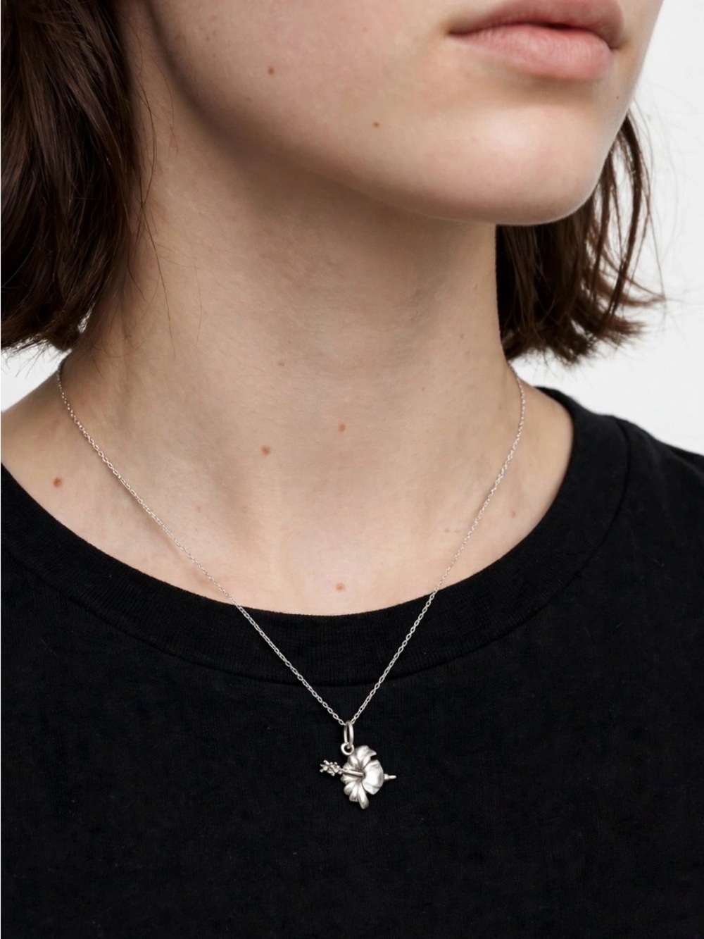 Vintage 925 Hibiscus Flower Pendant